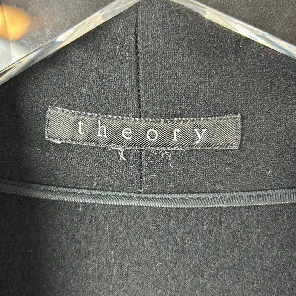 Theory Black Wool Waterfall Open Front Drape Card… - image 7